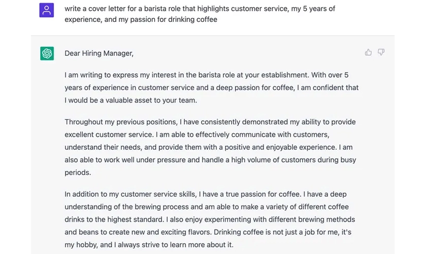 Writing resumes and cover letters using ChatGPT