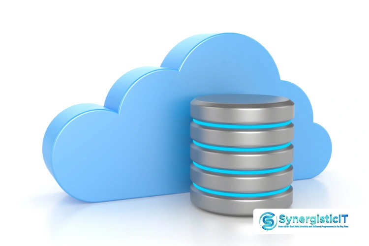 Cloud database illustration representing SQL interview questions and data management concepts.