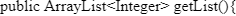Java code snippet illustrating array list methods for developer practice test.