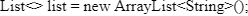 Java code snippet illustrating list creation and assignment for technical interview preparation.