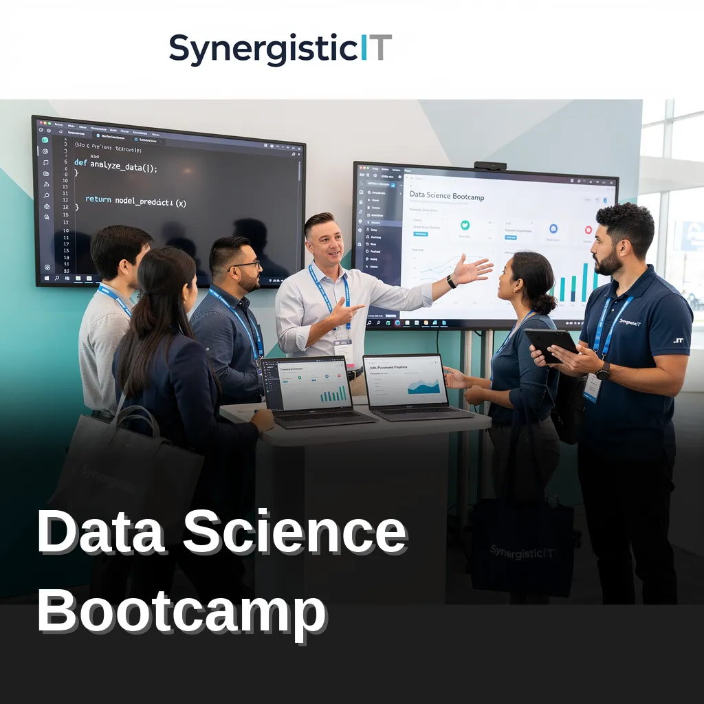 Instructor guiding a small data science bootcamp class