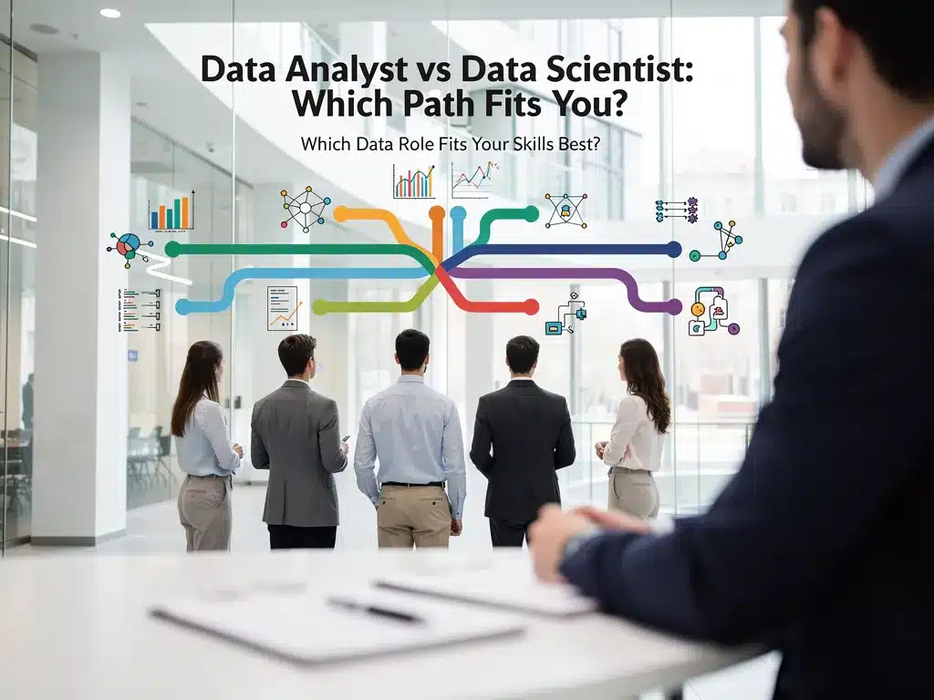 Graduate weighing skills and interests against four possible data career tracks
