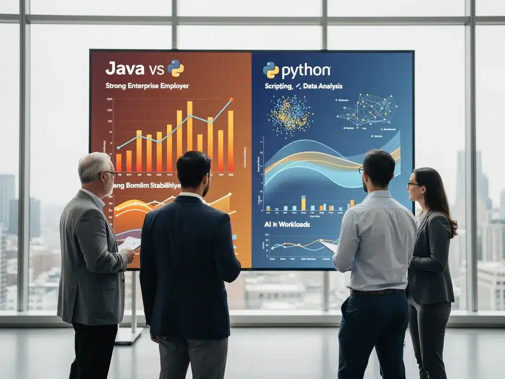 Side-by-side Java and Python enterprise hiring statistics