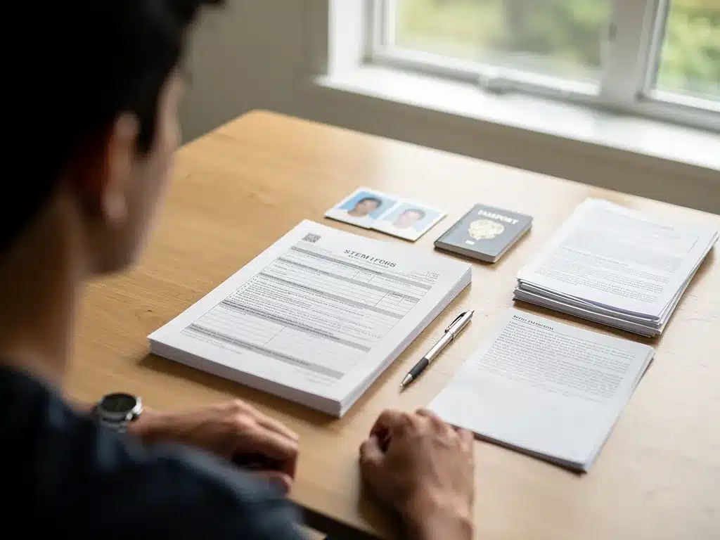 Applicant completing Form I-765 for employment authorization